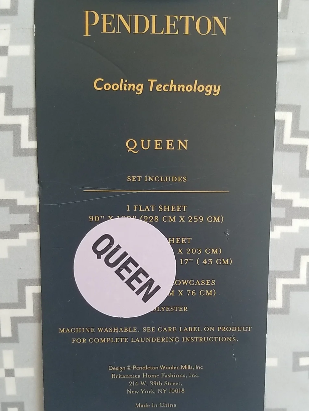 Pendleton 4-piece Cooling Technology Sheet Set : Otero Style Gray/White NWT